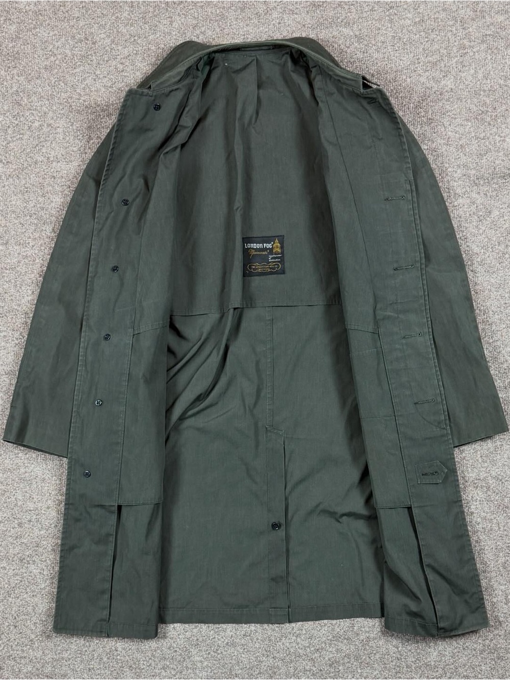 Vintage London Fog Dark Green Trench Coat Men’s 40 Medium Unlined Lightweight - Picture 3 of 9